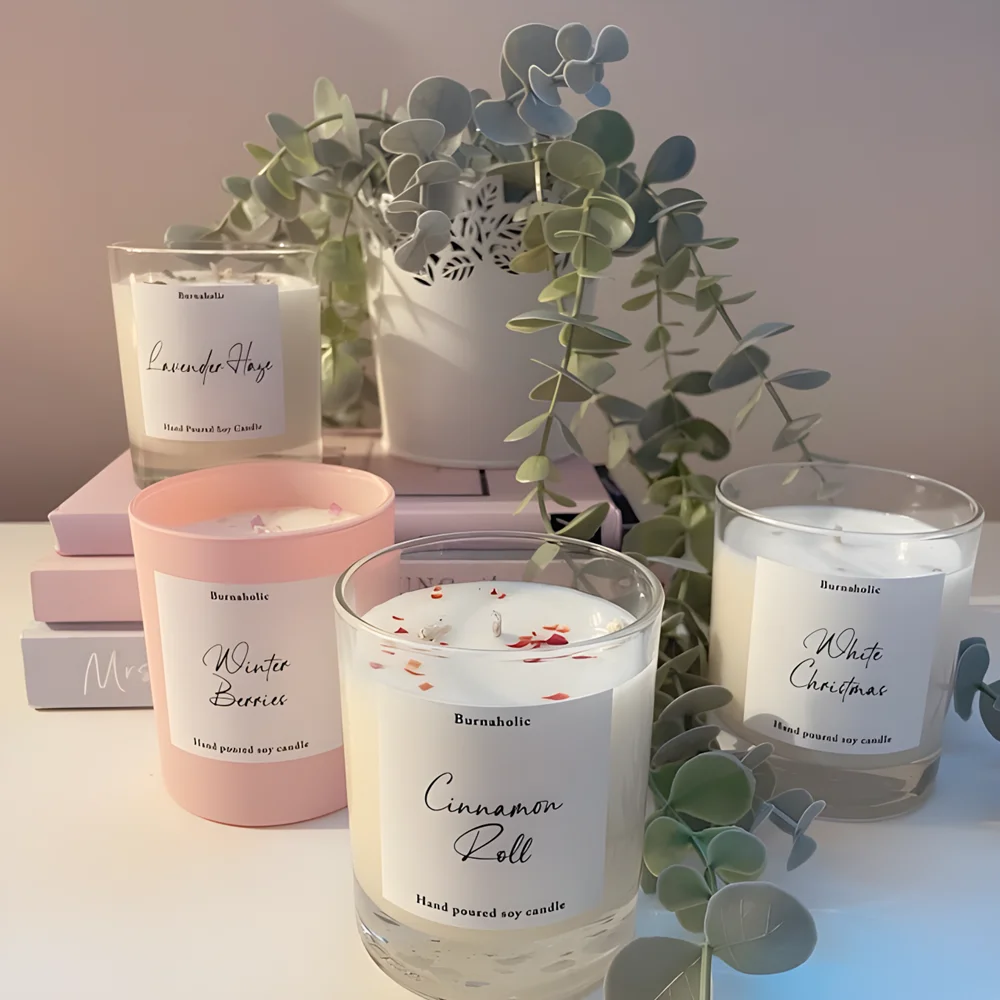 Personalised Candle Label Stickers, Simple & Modern, Black/Foil, Clear, White Stickers, Customisable Homemade Candle Stickers, C