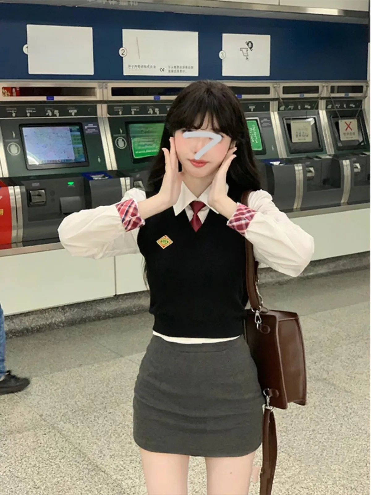 Herbst Winter Damen JK orm Dr Milk Series School Sle Koreanisches Drama Hauptcharakter Zweiteiliges Set ort Rock