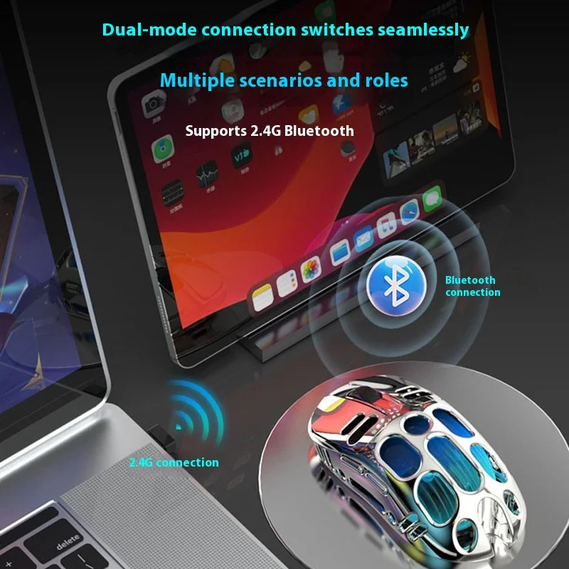 

Wireless Mouse 2.4G Bluetooth Dual-Mode Gaming Laptop For Office Charging Lightweight Hollow Design