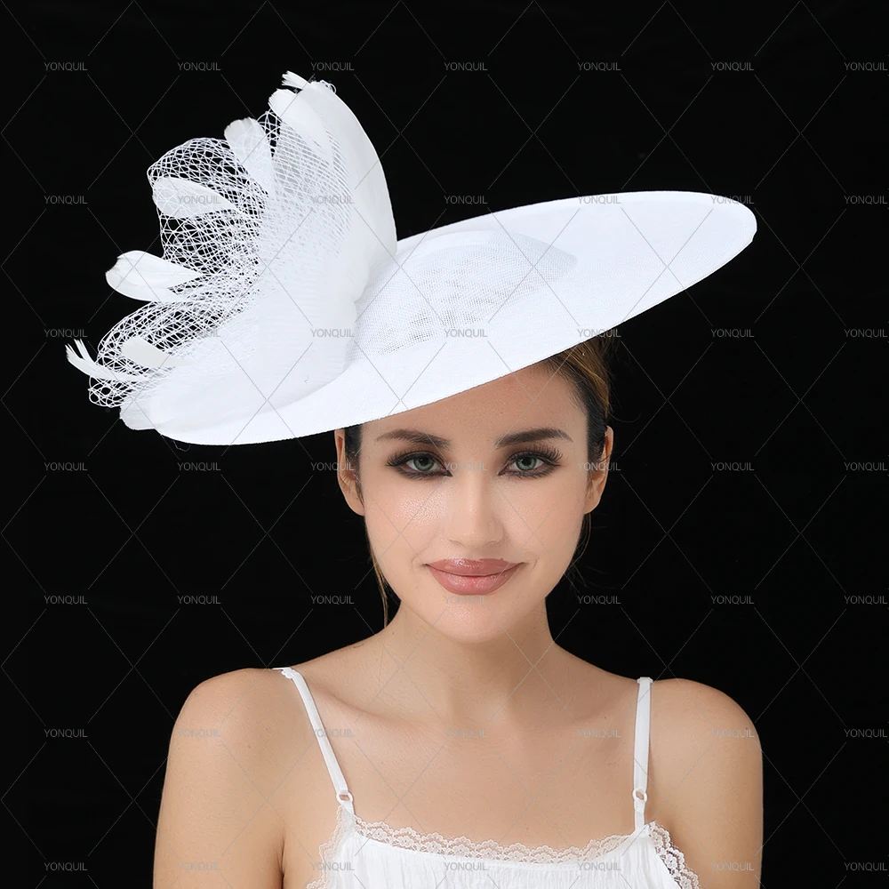 أنيقة الزفاف كبيرة الحجم الفاسناتور قبعة المرأة زهرة أغطية الرأس الشعر أعلى مقاطع قبعة السيدات كوكتيل الكنيسة حزب غطاء الرأس