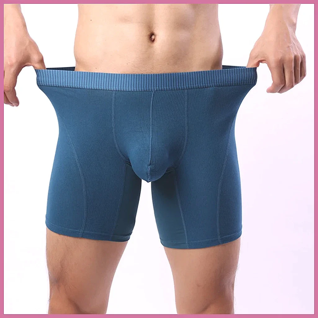 

Men's Ice Silk U-Pouch Boxer Shorts, Breathable Anti-Ride Up Athletic Underwear with Extended Length