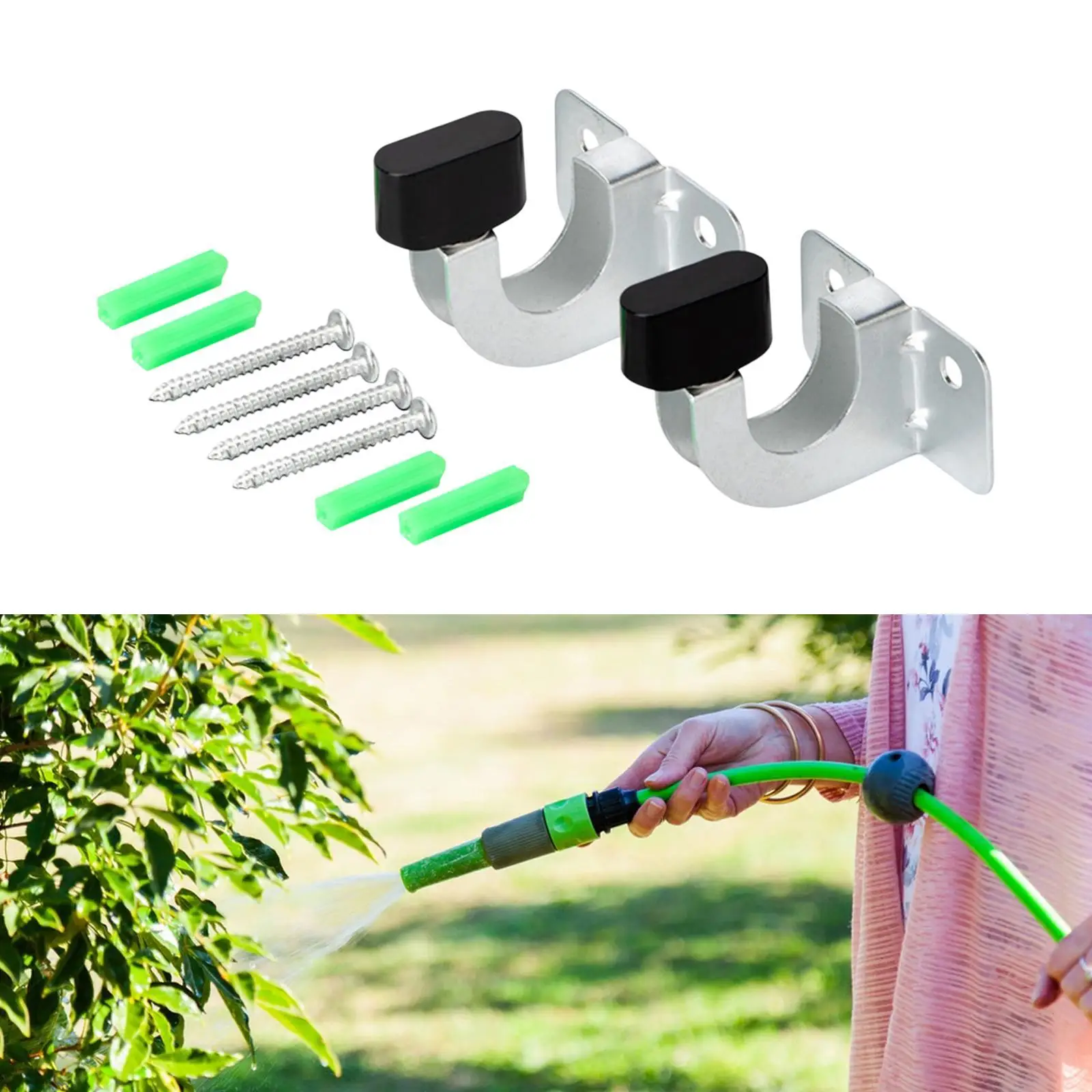

Garden Hose Reel Wall Mounted Hangers Easy to Install Water Hose Holder Winder Hooks for Yard Household Outdoor Garage Backyard