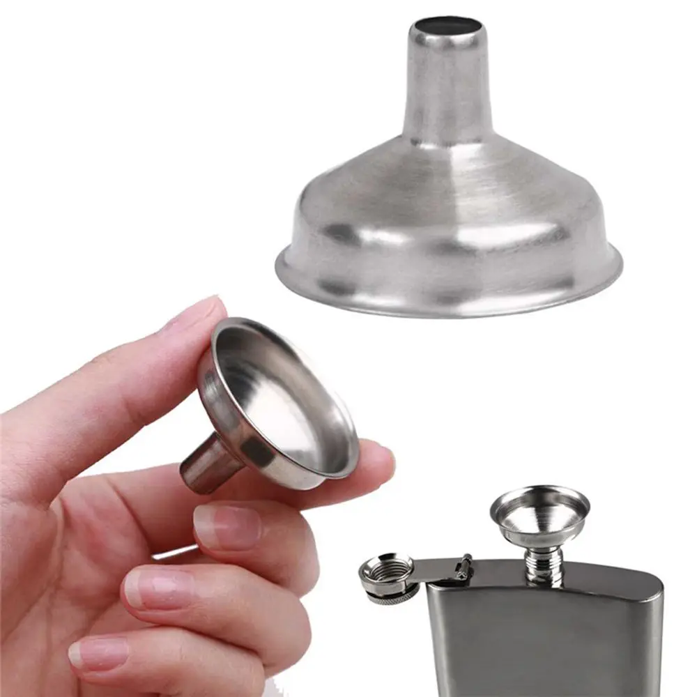 Mini Stainless Steel Bar Wine Funnel Small Mouth Fill Hip Flask Kitchen Handle Small Mouth Beer Canning Liquid Bar  Gadget