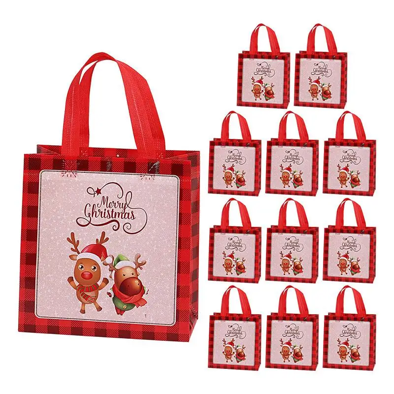 Non Woven Candy Bags 12 Pack Reusable Non-Woven Tote Bags With Handle Reusable Retro Large Grocery Shopping Bag For Wrapping