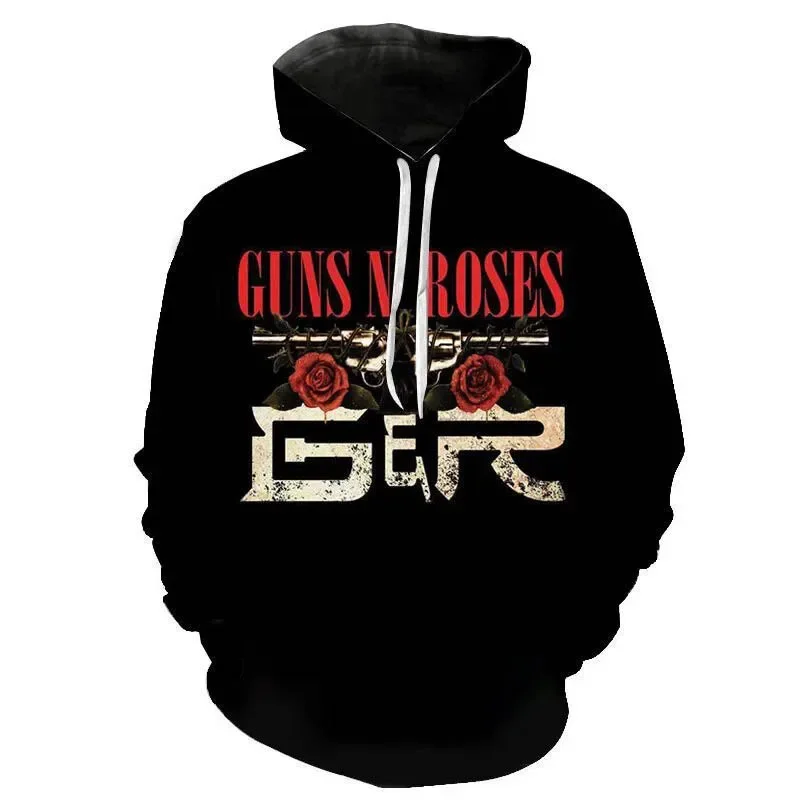 2024 Autumn Guns N Roses 3D Print Hoodies  Men Fashion Casual Sweatshirts Oversized Hoodie Men’ s Pullovers Tracksuit Clothing