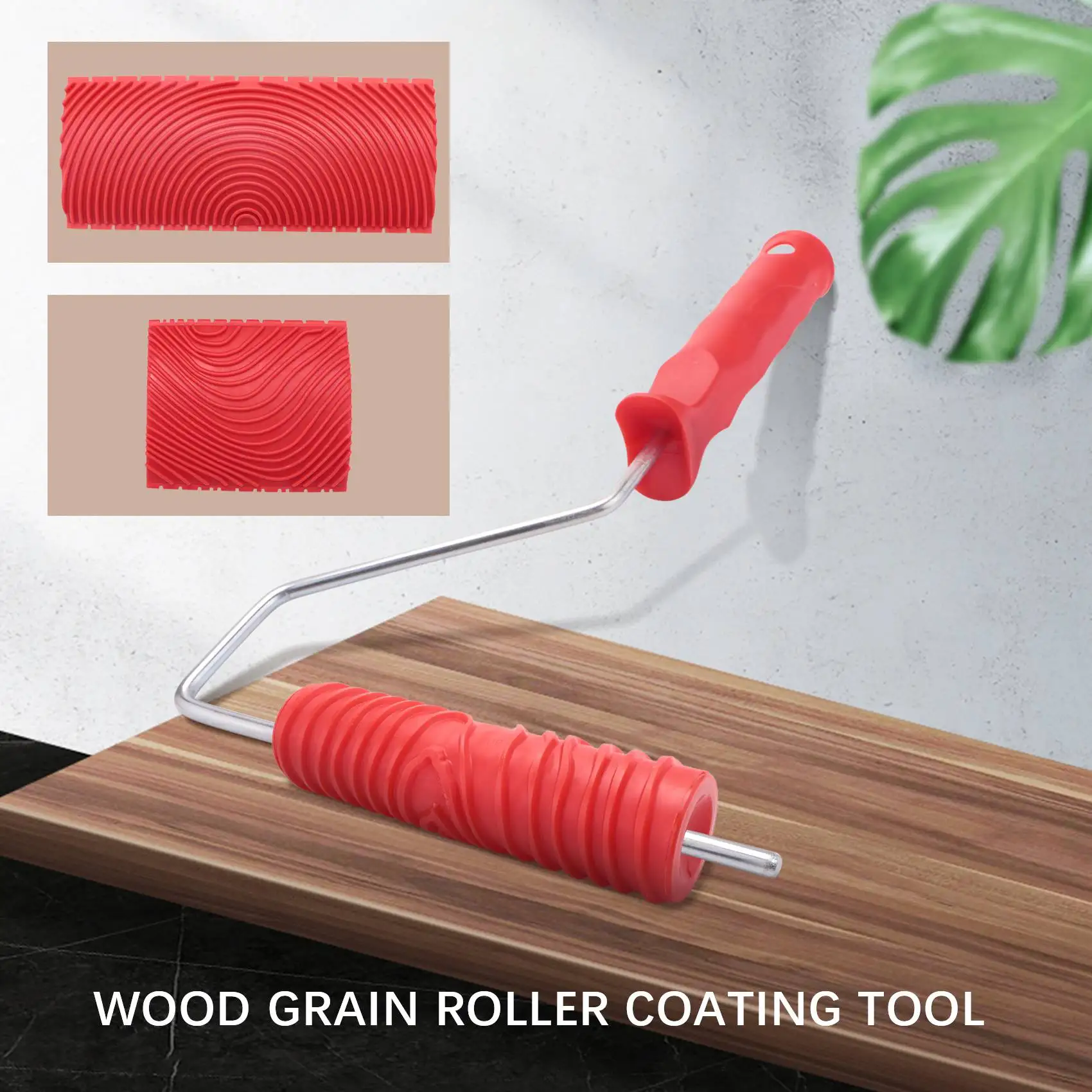 Alat lukis Roller pola empaistik 7 inci, + 2 PCS alat lukisan penggiling kayu, Wallpaper seni imitasi, alat biji-bijian kayu, tekstur dinding