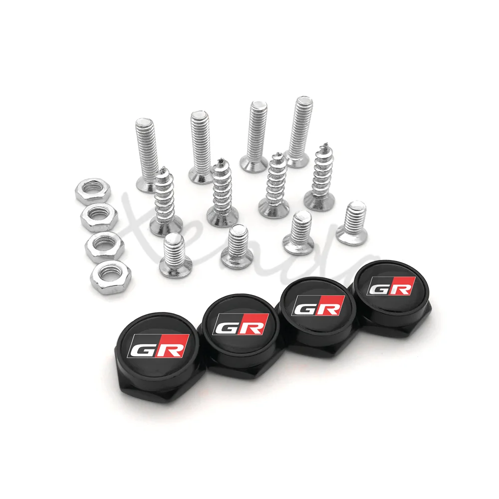 4Pcs Car License Plate Frame Screws Bolts For Toyota GR Sport Gazoo Racing Yaris Corolla Hilux Supra C-HR 86 Auto Accessories