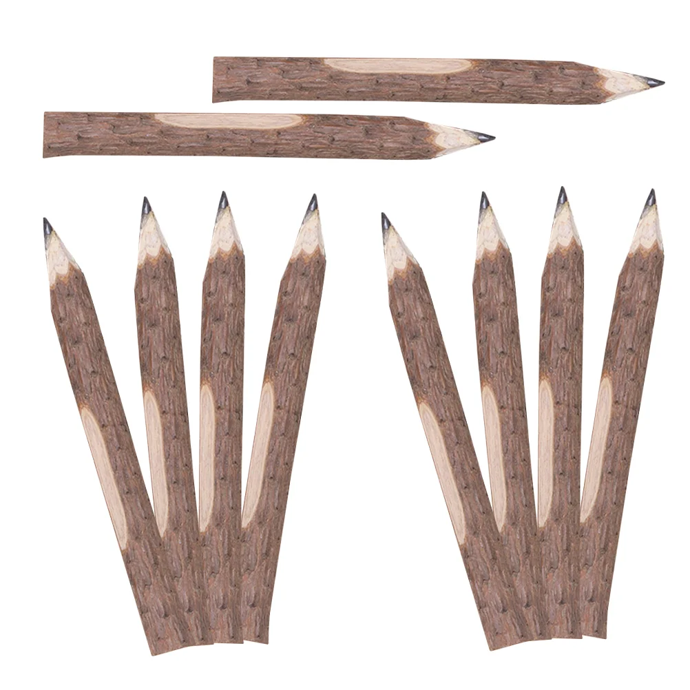 10 Pcs Biodegradable Pencil Tree Bark Pencils Chalk Pens for Chalkboard Erasable Long Writing Wood Log Short Golf Wooden Kids