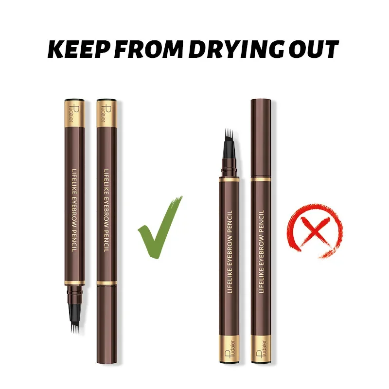 4 สี 1 PC กันน้ํา Liquid Eyebrow ปากกา 4 แยกเคล็ดลับสําหรับธรรมชาติและยาวนานแต่งหน้าคิ้ว Microblading Effect
