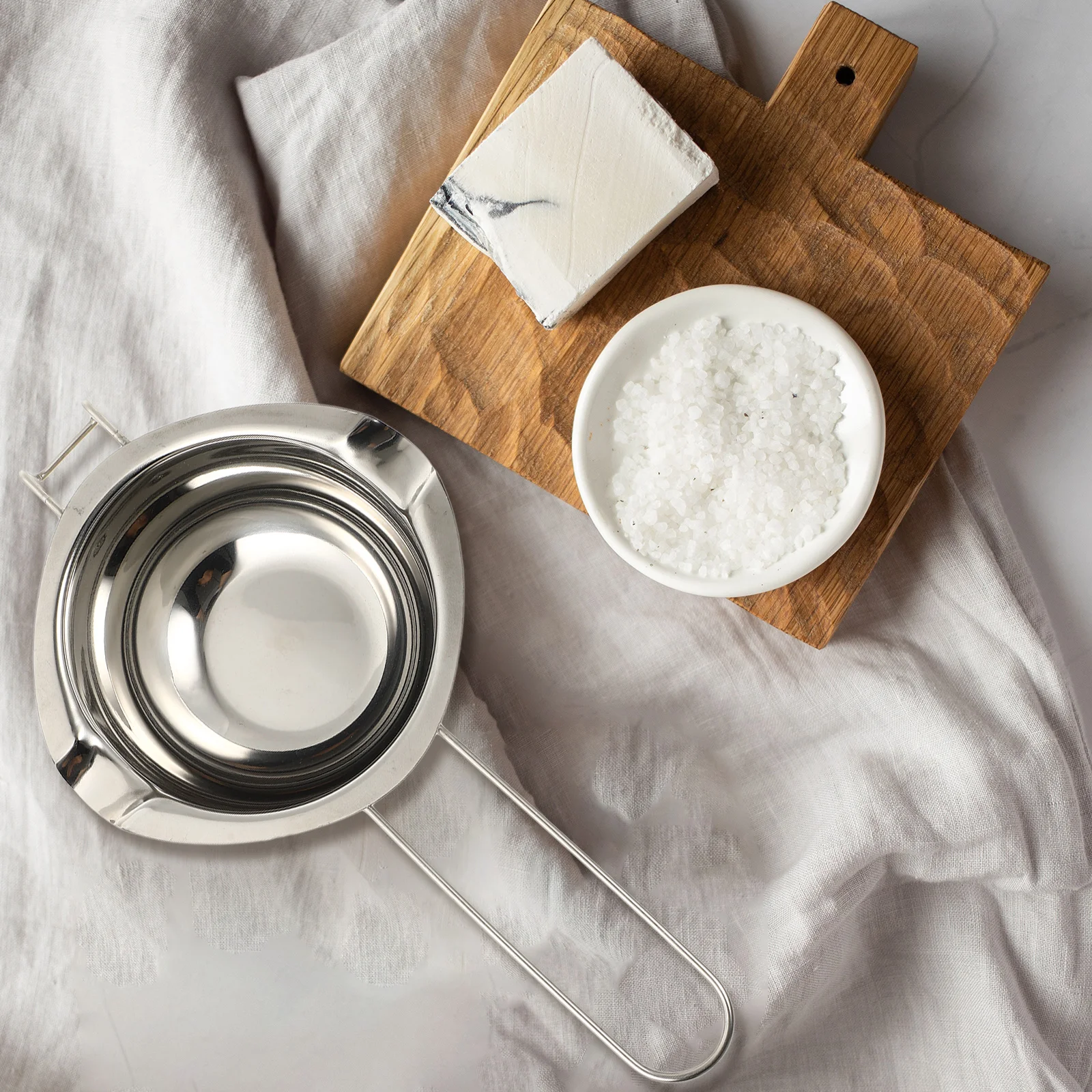 

1 set 1 Set Stainless Steel Soap Melting Pot Long Handle For Diy Wax Heater Accessory Lightweight Durable Melting Container Bowl