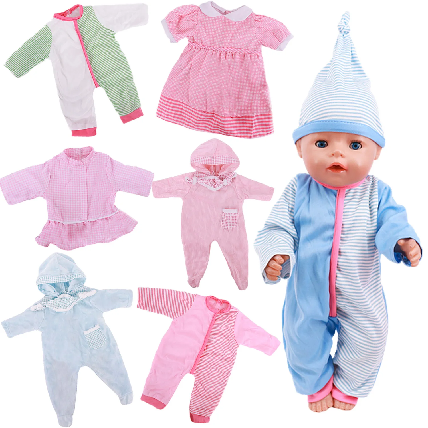 Roupas de boneca macacão saia, para 18 Polegada menina americana & 43cm reborn bebê boneca acessórios, presente de geração
