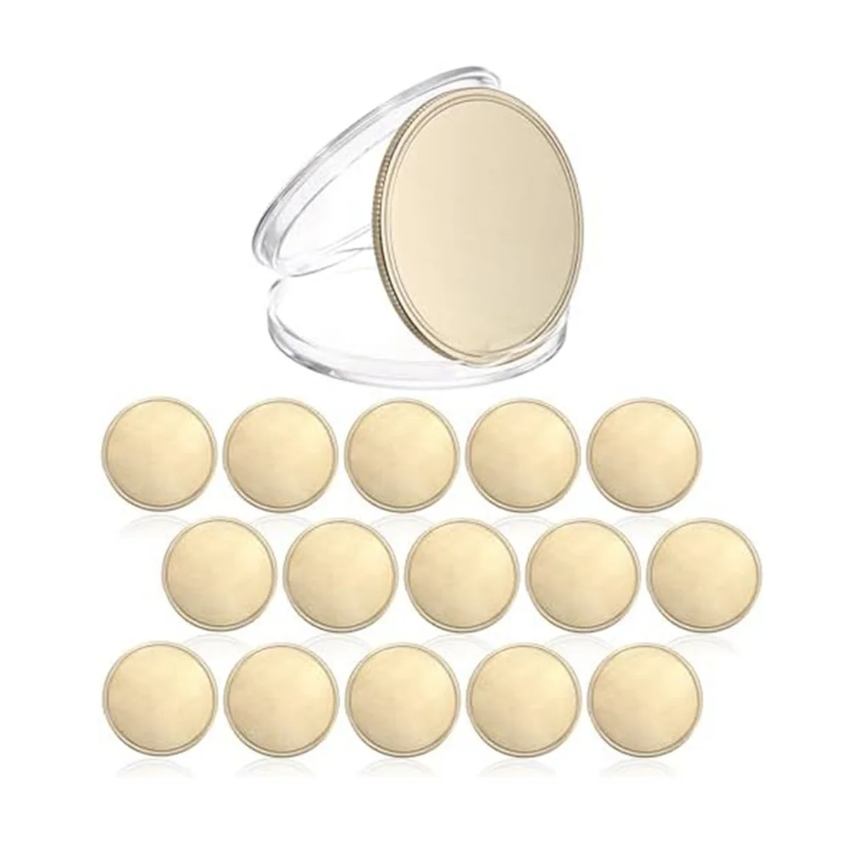 L33A_15PCS Moeda de desafio em branco para gravação a laser, moeda em branco gravada a laser de 1,6 polegadas Moeda estampada em metal dourada