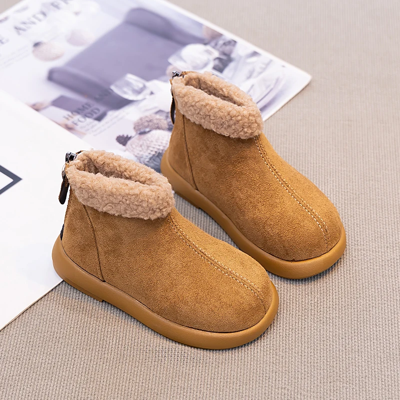 أحذية أطفال، أحذية ثلج مع صوف، أحذية شتوية جديدة، أحذية أطفال قصيرة، أحذية قطنية سميكة للأطفال، أحذية قطنية