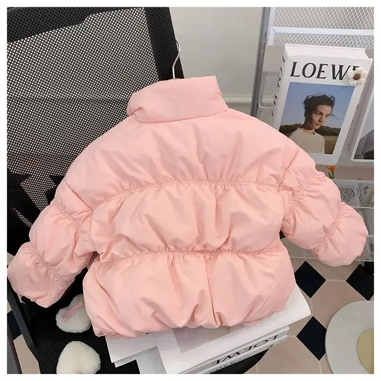 Girls Padded Clothes 2024 Winter New Children Padded Clothes Foreign Gas Jacket Thickened Baby Warm Padded Jacket Cute Pink