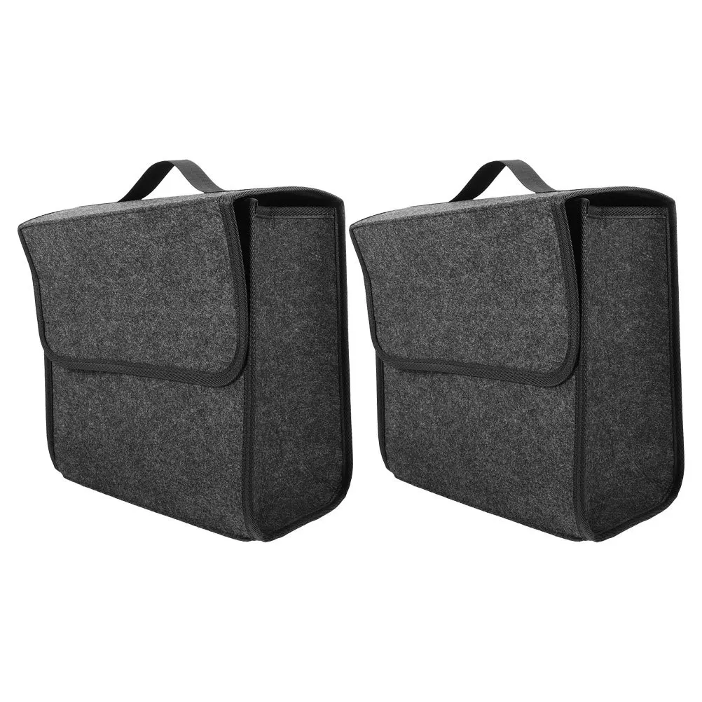 

2Pcs Car Trunk Organizer Foldable Vehicle Storage Bin Auto Trunk Organizer Box Soft Felt Material Large Capacity Convenient Car