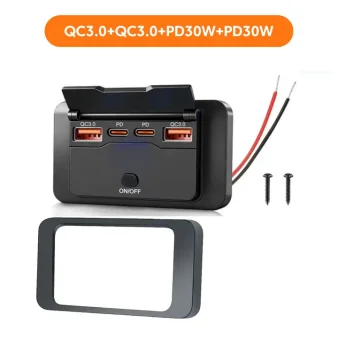 4-poorts autolader stopcontactadapter met schakelaar 12V/24V PD QC3.0 snellaadsplitter USB-aansluiting voor auto, bus, camper, vrachtwagen, motorfiets