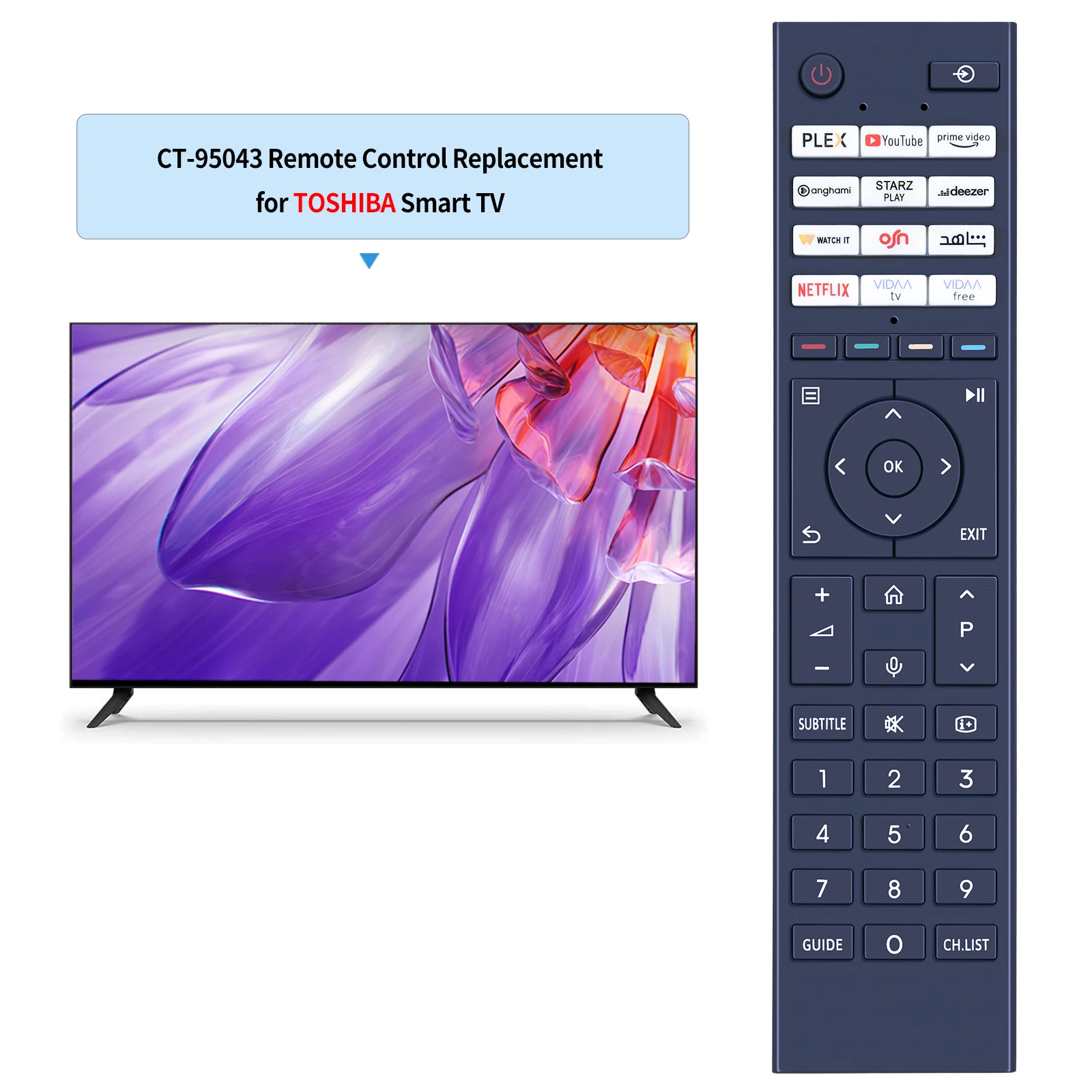 Nouvelle CT-95043 pour Toshiba TV Télécommande Pas de voix