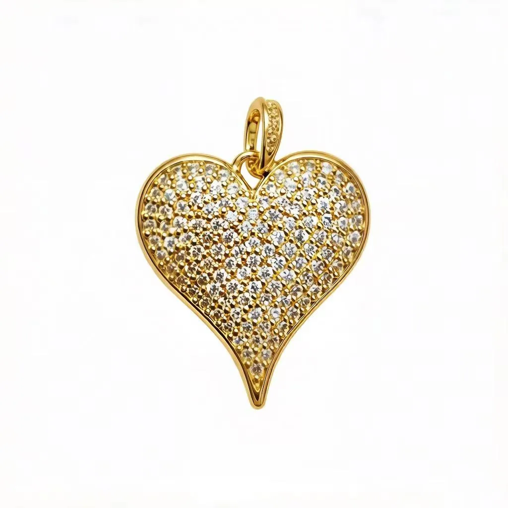 5Pcs Zircon Pave Copper Heart Pendant - 18K Gold Plated Classical Style Charms Jewelry Supplies for Women Necklace Handcrafting