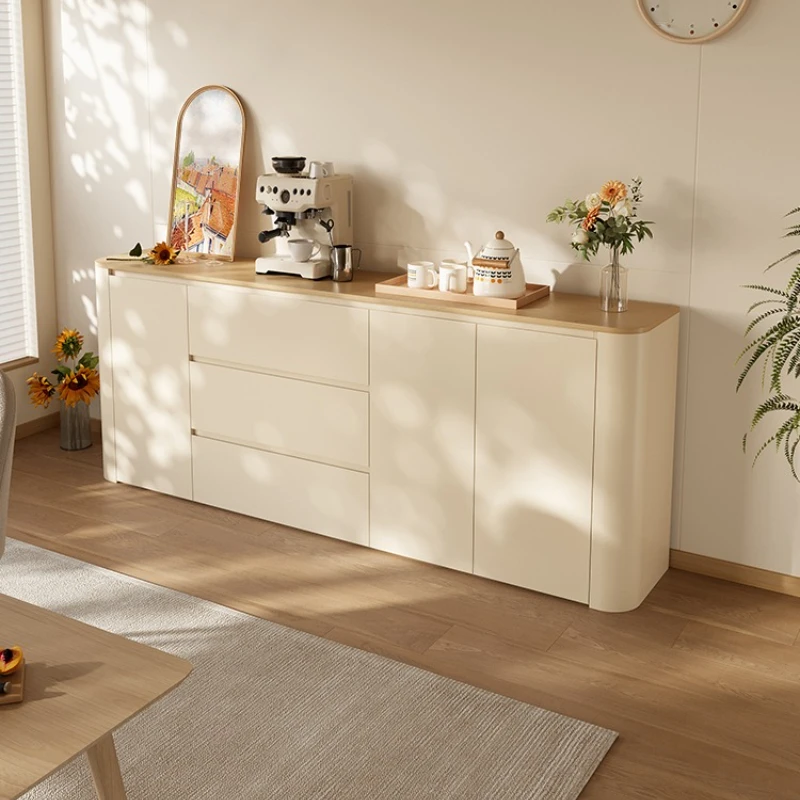 

Log wind arc dining side integrated against the wall living room small apartment tea cabinet household low cabinet