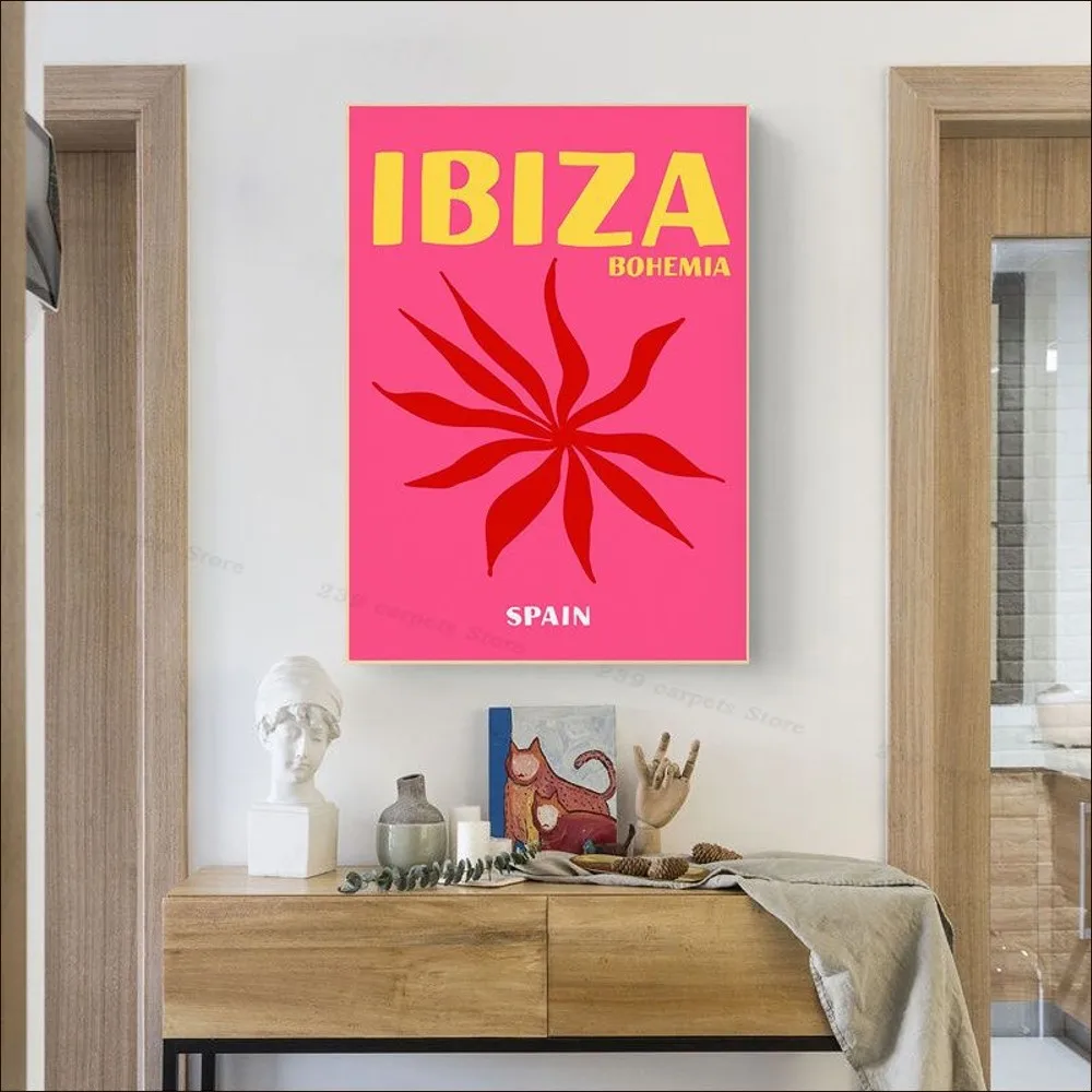 Miami Beach Ibiza Capri Bondi Mykonos Poster Anime Posters Sticky Waterproof Paper Sticker Coffee House Bar Kawaii Room Decor