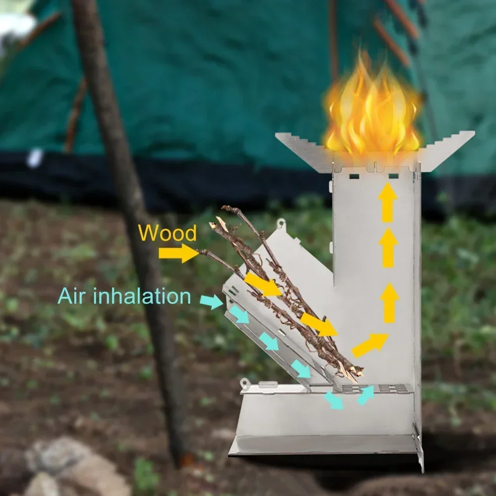 Dry Leaves Gas Or Other Fuels With You Wood Stove Firewood Stove 1.2mm 18*11.5*5.5cm Stainless Steel Practical