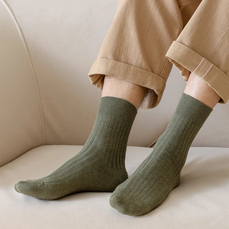 

Men's Socks Autumn Winter Solid Color Cotton Socks Casual Sport Casual Fashion Middle Tube Long Sock