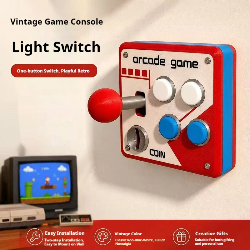 1 Piece Fun Switch Panel Decoration Retro Arcade Fun Switch Panel Decoration with Joystick Switch for 86 Switch Panels, Available in Single Control and Dual Control Styles