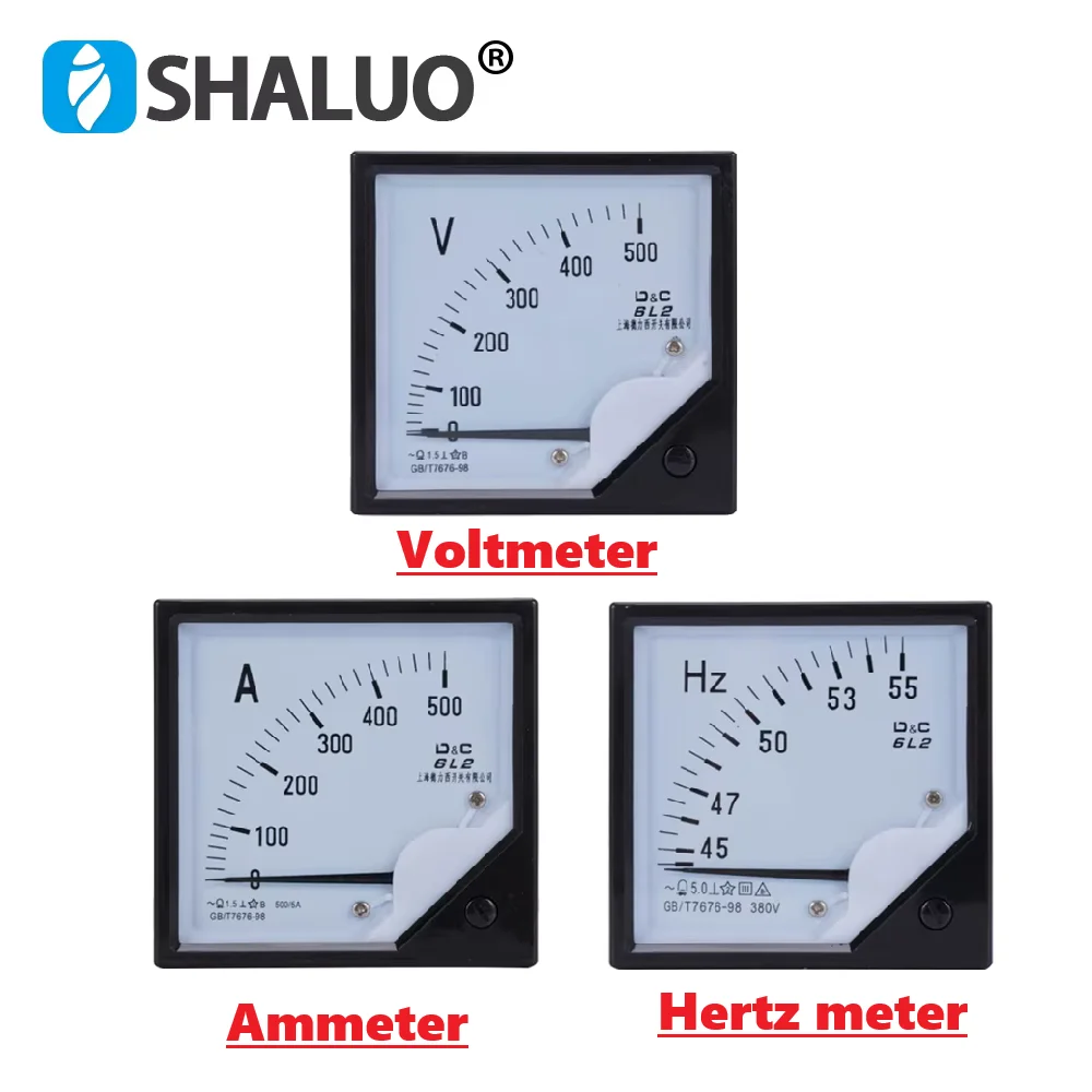 6L2 Diesel Generator Voltmeter Ammeter Frequency Hertz Pointer Meter Digital Meter Panel 500A 400A 300A 100A 500V 55HZ