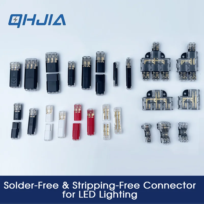 50PCS Mini Quick Disconnect Wire Connectors No Soldering No Strip Butt T L Shape Cable Terminal for LED Lighting Strip Wiring