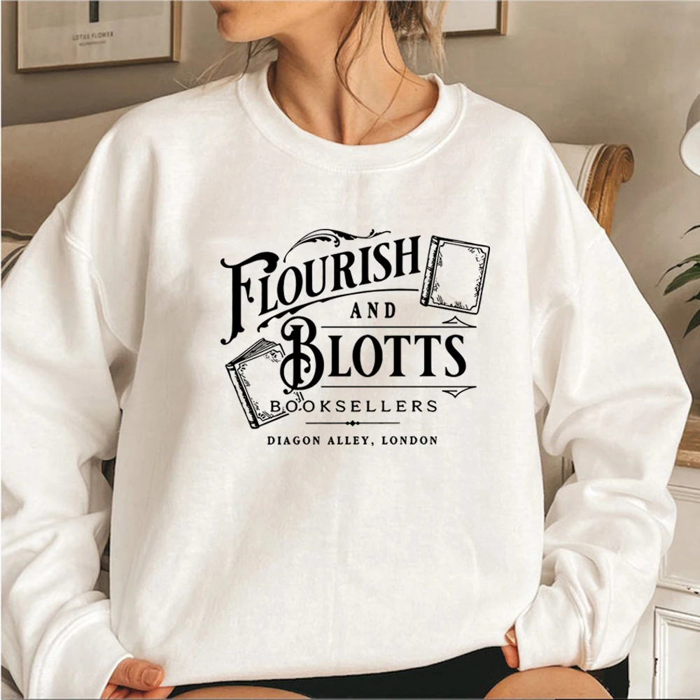 Sudadera con capucha de cuello redondo de Wizard Book Shop, suéter escolar mágico, jersey de Flourish and Blotts, Bookish, Top