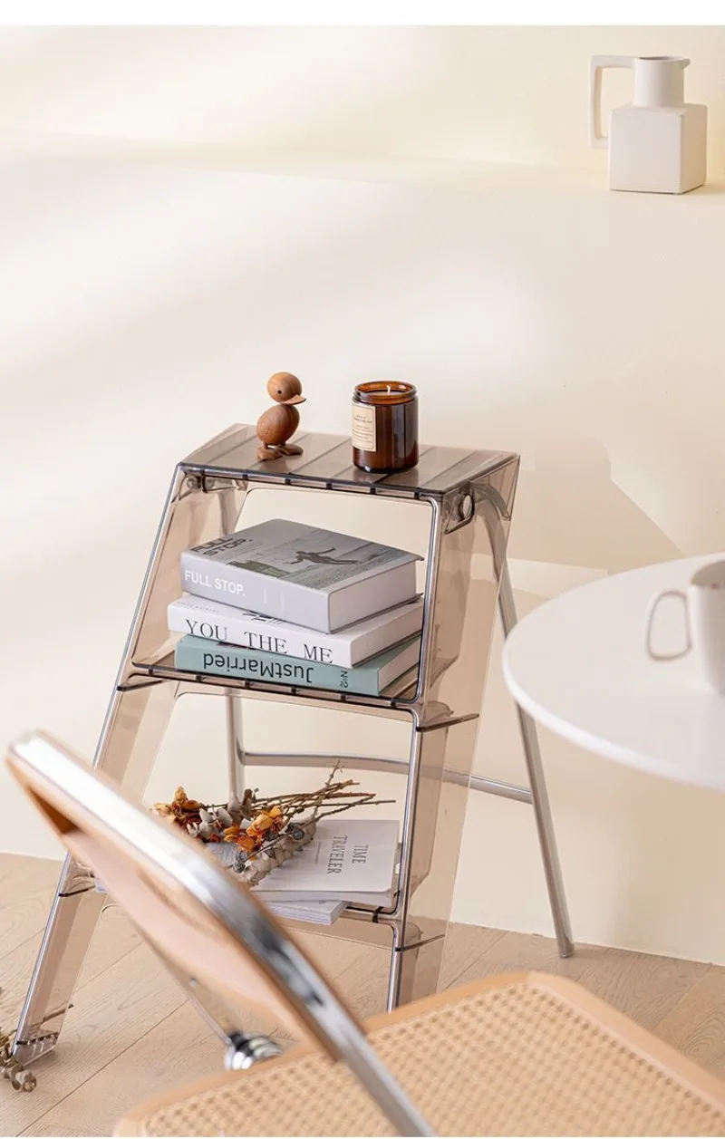 Step Stools & Step Ladders Kitchen Furniture, Creative Portable Acrylic Folding Chair, Indoor Transparent 3‑Step Stool image 5
