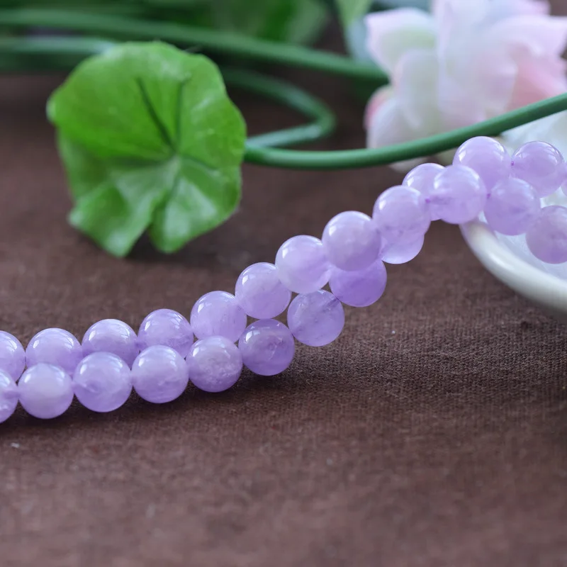 Joanlyn Grade AAA Natural Light Purple Jade Bead Lavender Color Jade NOT Dyed 6mm-14mm Smooth Polished Round 15 Inch Strand JA11