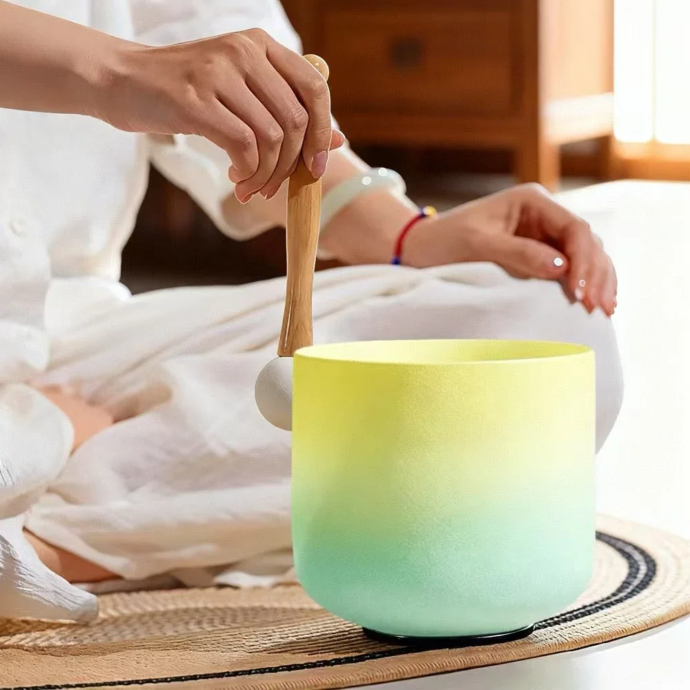STAR LINKUP 7 Inch Lemon Colored Quartz Crystal Singing Bowl 440Hz/432Hz Sound Bath Chakra Bowl Yoga Meditation Energy Balance