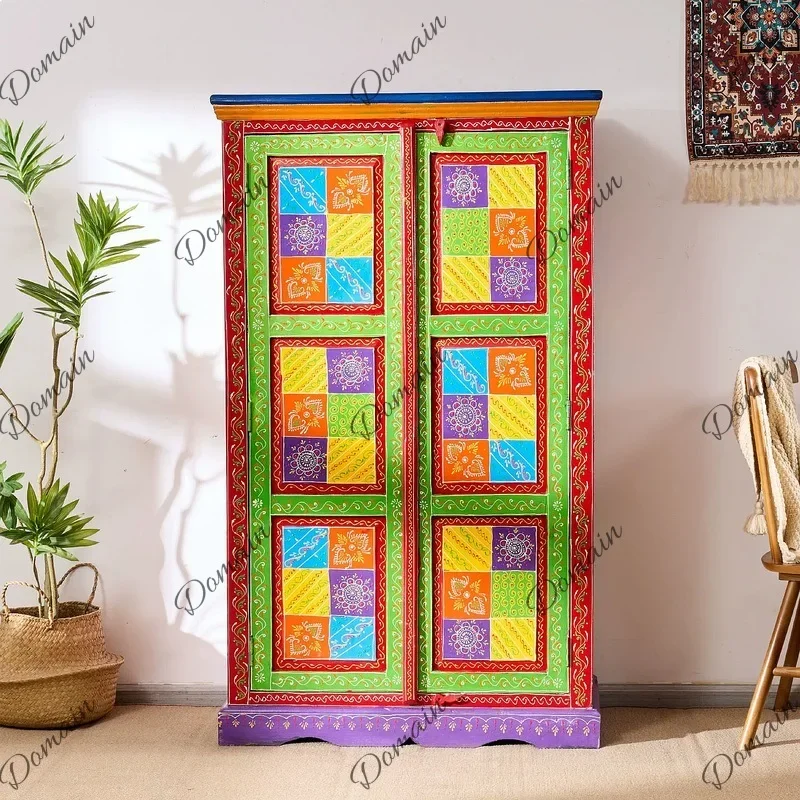 Oi Southeast Asian Style Wooden Narrow Entryway Cabinet Room Divider Storage Shelf For Home Hallway