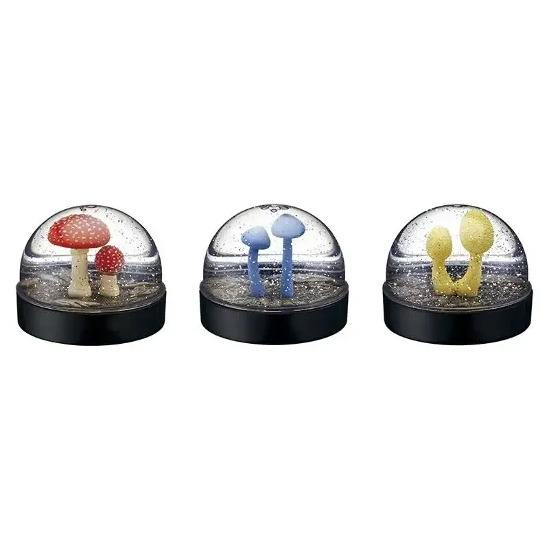 Cogumelo neve bola de cristal gashapon brinquedos cogumelo injeção água cena modelo decoração ornamentos bola de neve figura brinquedos