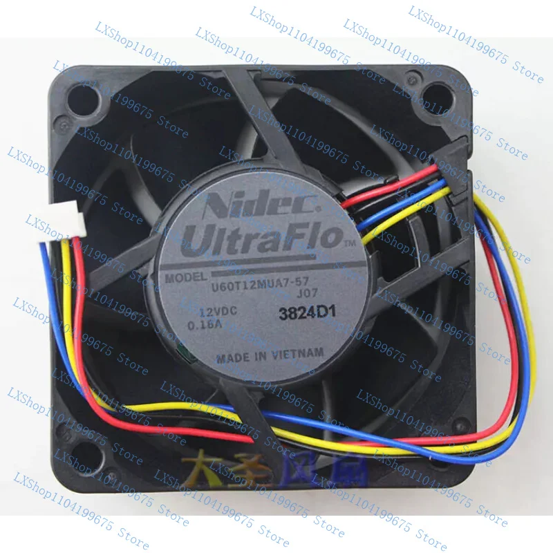 

FOR Nidec U60T12MUA7-57 J07 12V 0.16A 6CM 4-wire cooling fan 60*60*25mm