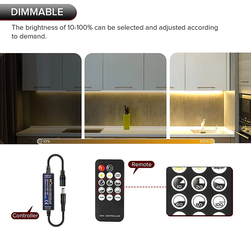 Mini LED Dimmer DC5-24V 6A Wireless RF Controller Switch 14 Key Remote Control Single Color 3528 5050 2835 COB LED Strip Light