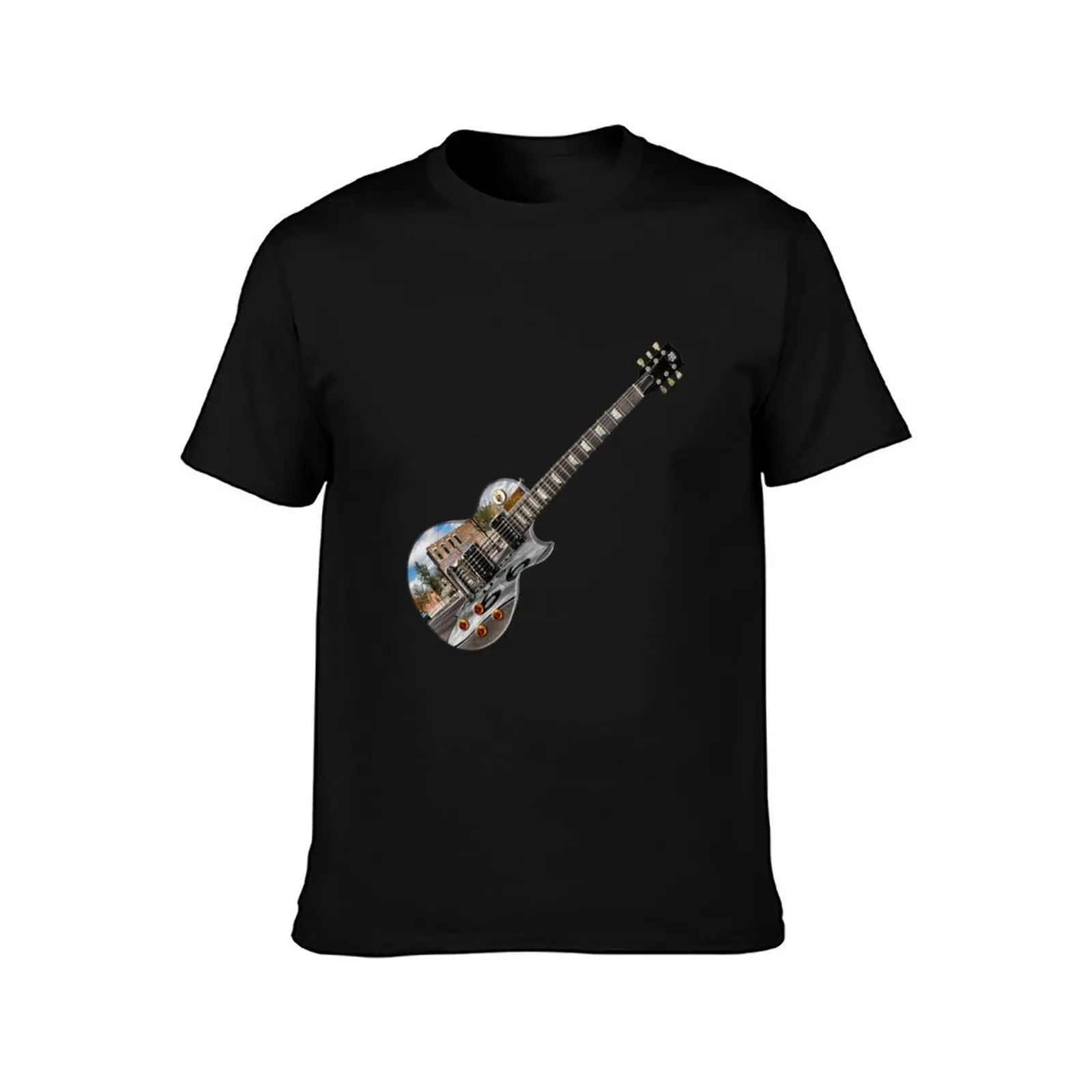 Winslow Arizona Route 66 Guitar at 45 Degree Angle T-Shirt Minimalist Plain Crew Neck T-Shirt