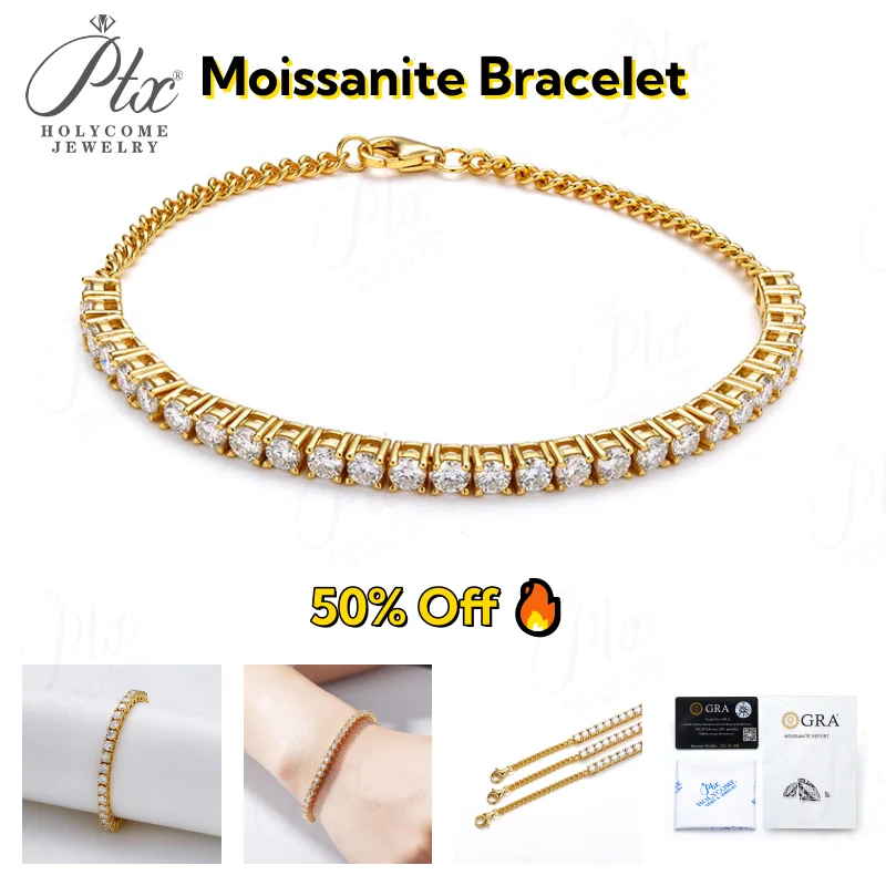 Moissanite Bracelet 3mm Adjustable 925 Sterling Silver GRA Hypoallergenic Non‑Fade Women Fine Jewelry Direct From Factory