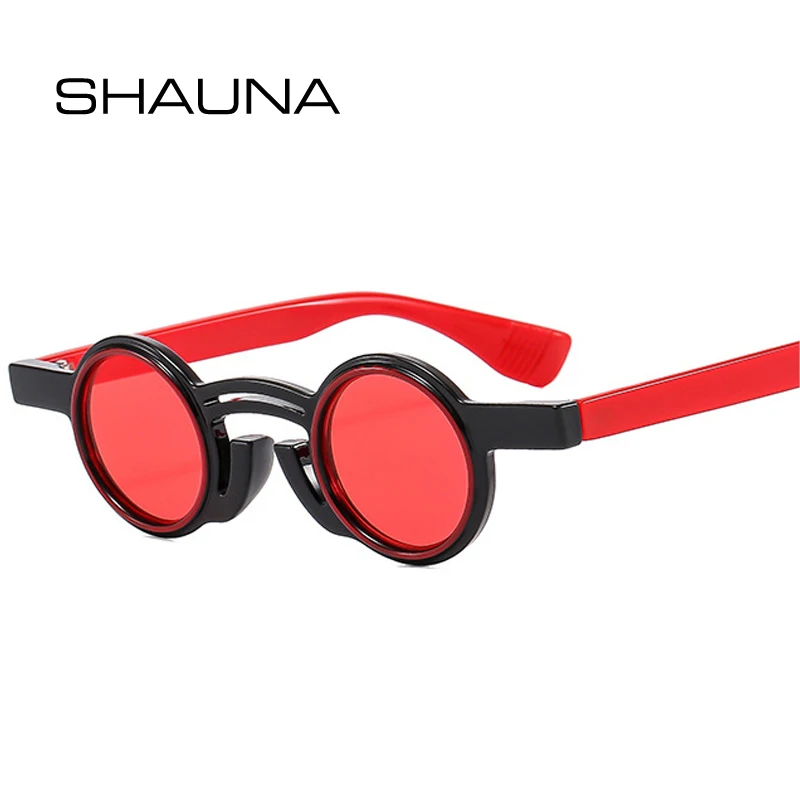 

SHAUNA Retro Small Round Punk Men Sunglasses Shades UV400 Fashion Women Trending Red Sun Glasses