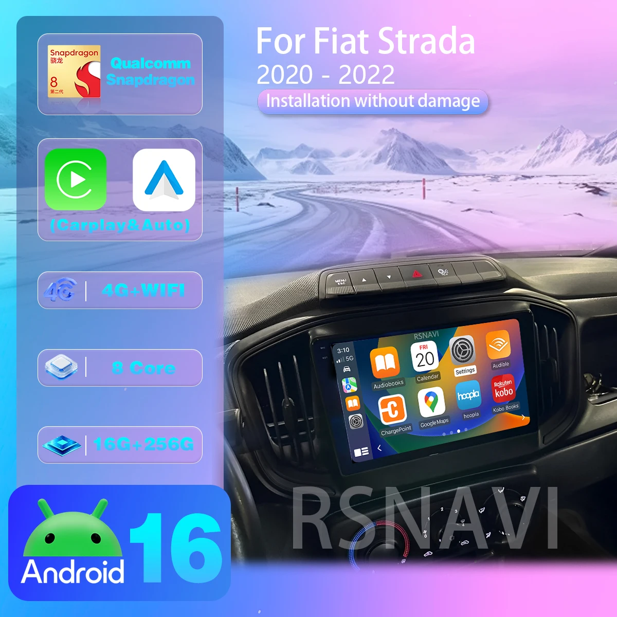 Android 16 For Fiat Strada 2020 2021 2022 E53 X5 M5 Carplay Auto Car Radio Multimedia Player video Stereo Snapdragon Wireless  