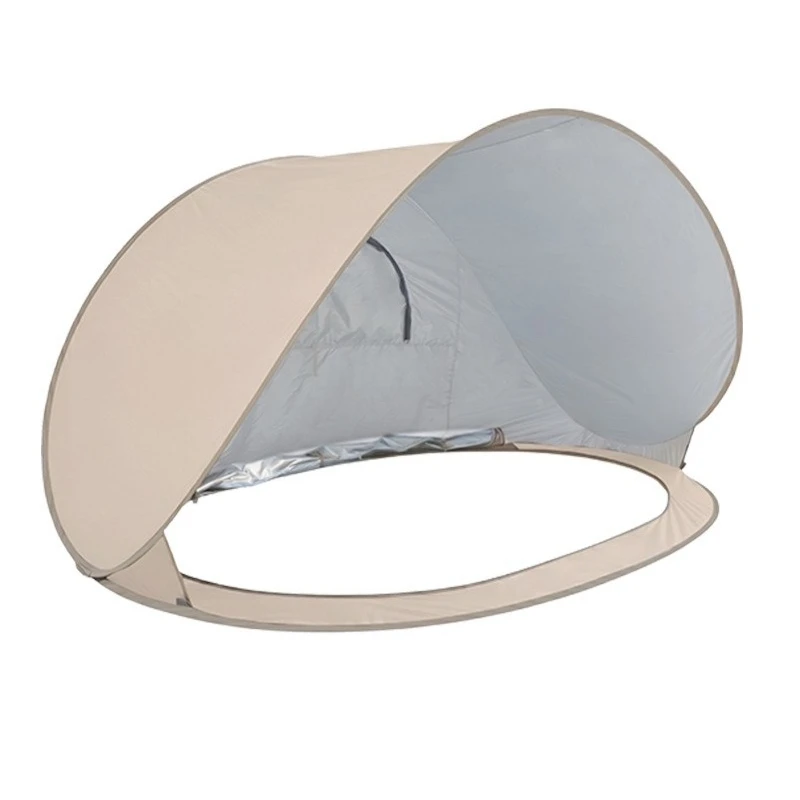 Bottomless Foldable Beach Canopy, Automatic Pop Up Sun Shade Tent for Seaside Vacation & Children Outdoor Leisure