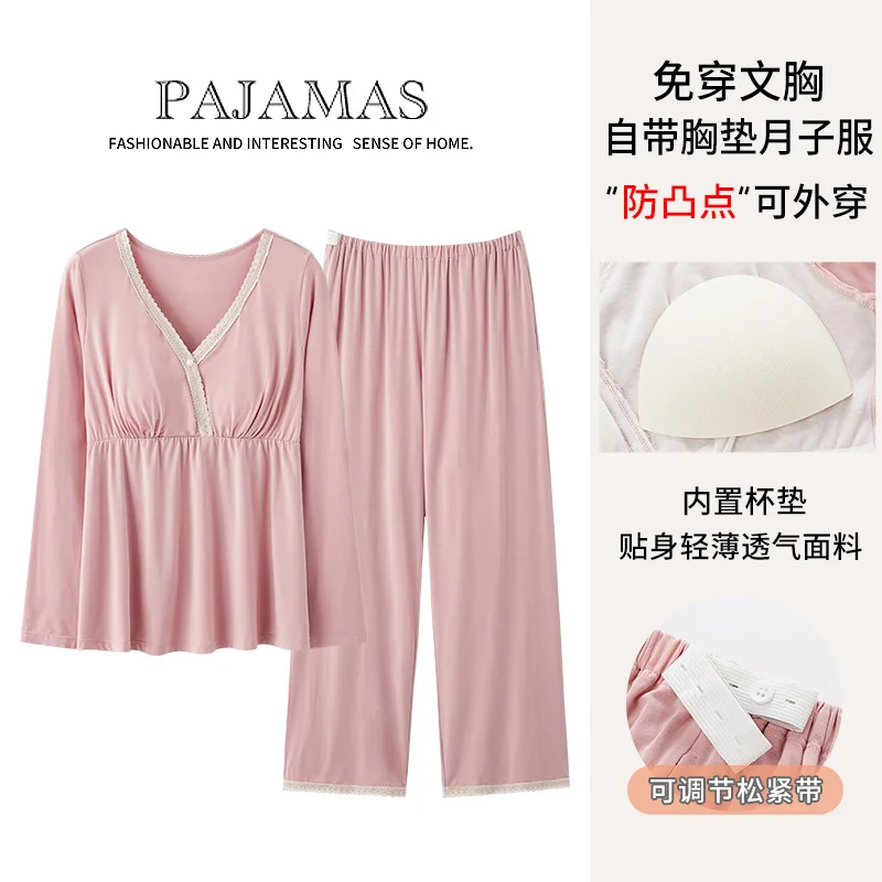 Cotton Maternity Nursing Sleepwear Sets V neck Feeding Pajamas for Pregnant Women Pregnancy Home Hospital Night Wear Pyjamas