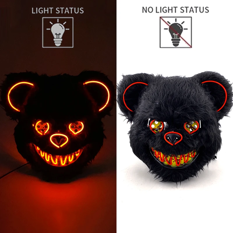Bloody Plush Black Bear Mask Animal Head Mask Spooky Bear Mask
