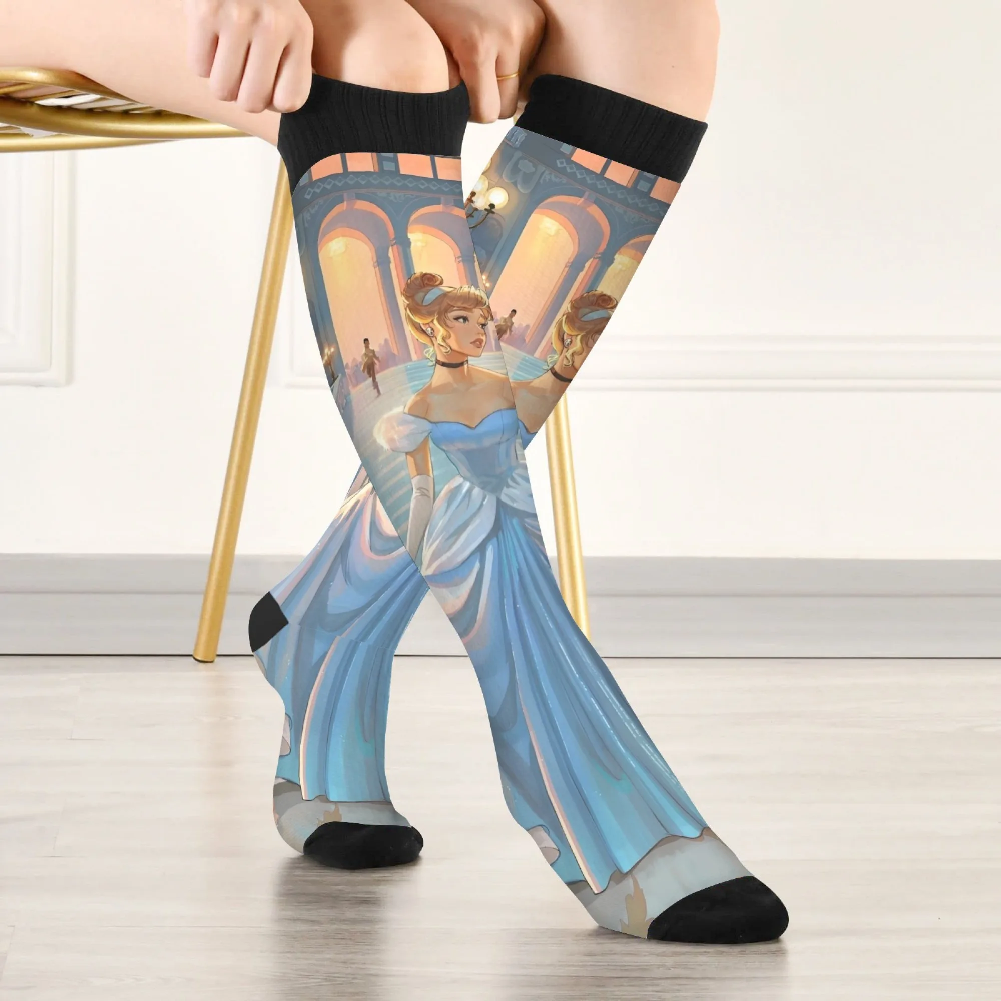 

Носки с принтом Золушки, удобные теплые нескользящие повседневные носки, новинка унисекс, уличные носки в стиле Харадзюку в стиле ретро в стиле хип-хоп, вечерние забавный подарок