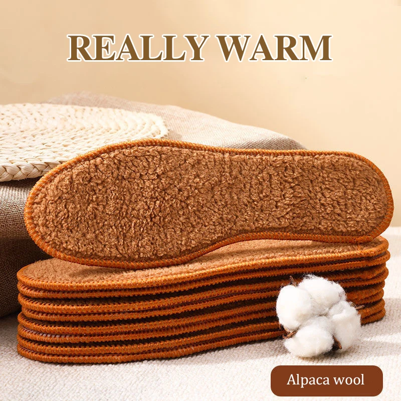 Winter Alpaca Wool Insoles Soft Plush Warm Thicken Foot Thermal Shoe Insole For Women Men Breathable Snow Boots Shoes Heat Pads