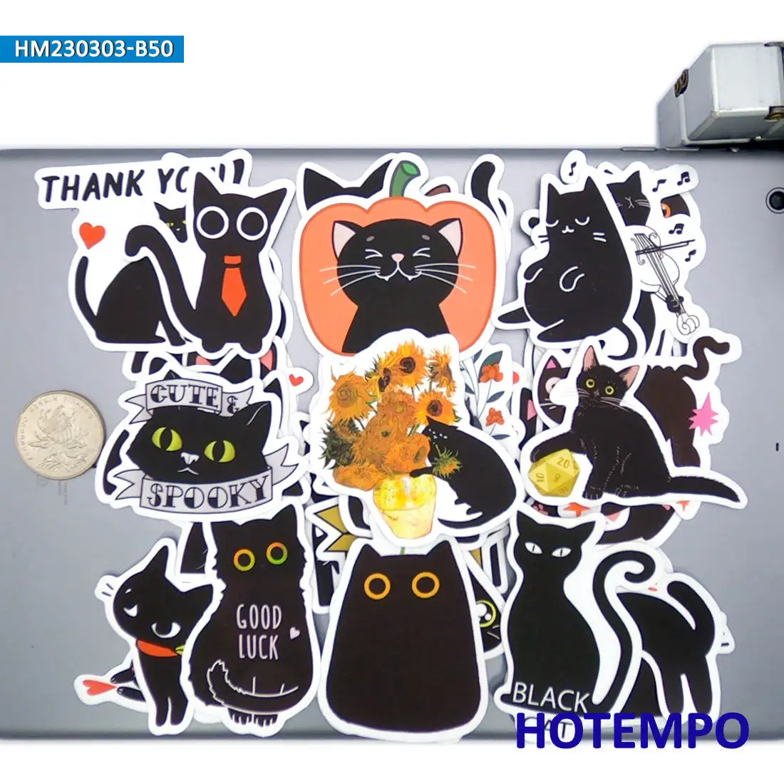 20/30/50 peças, Padrão bonito do animal de estimação, Animal dos desenhos animados, Adesivos de gato preto, para diário, scrapbook, Skateboard, bagagem, telefone, bicicleta, copo, carro, Adesivo para laptop