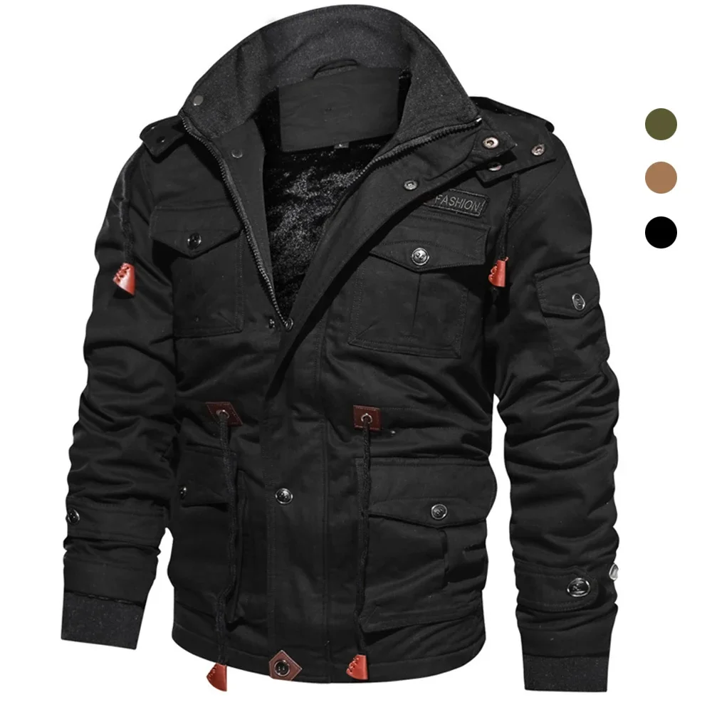 

Mens Fleece Inner Winter Jackets Coats Thick Warm Hooded Thermal Thicker Outerwear Male Military Parkas Size S-5XL