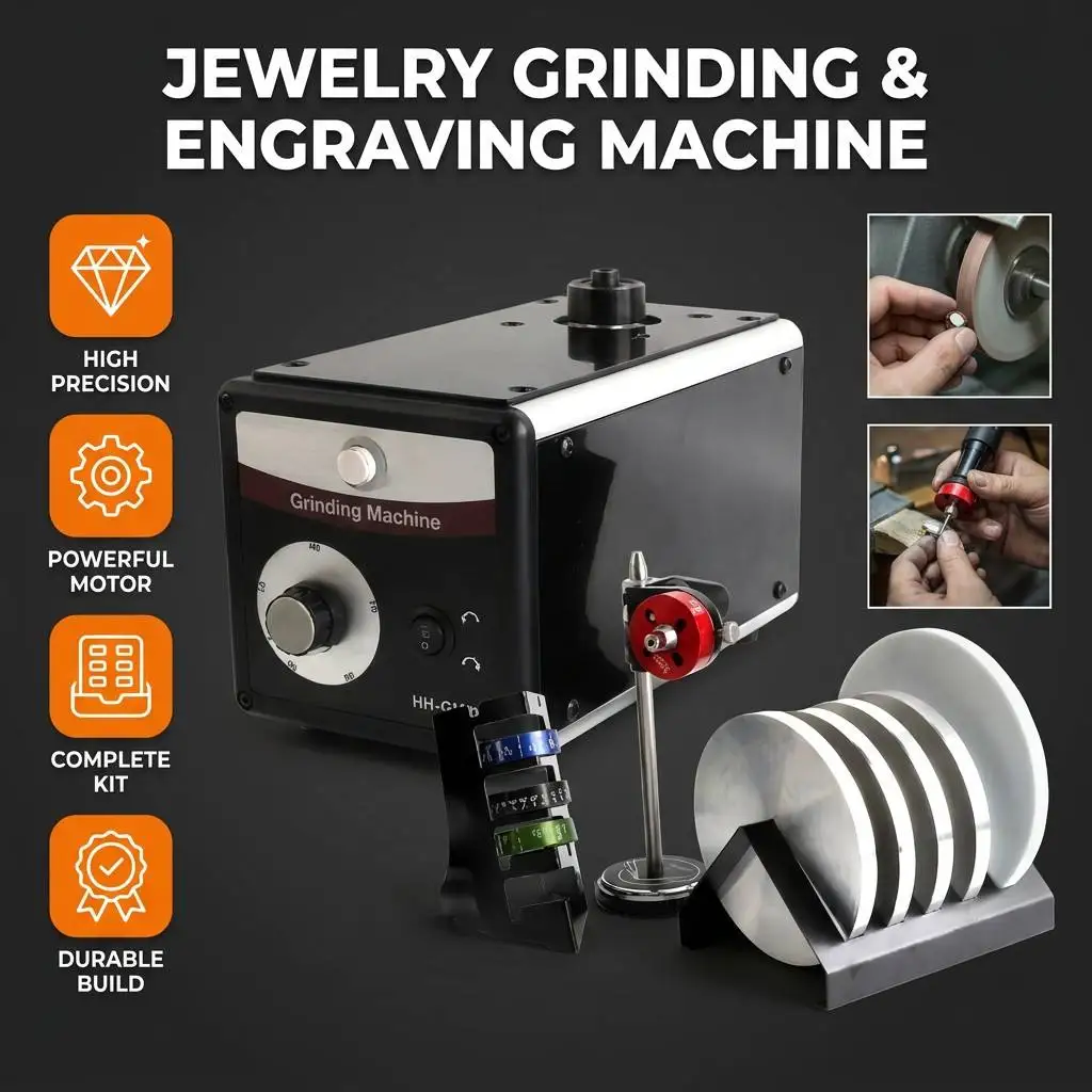 Jewelry Grinding Machine Gemstone Faceting Polisher Engraving Equipment Angle Dial Variable Speed Lapidary Tool Complete Set