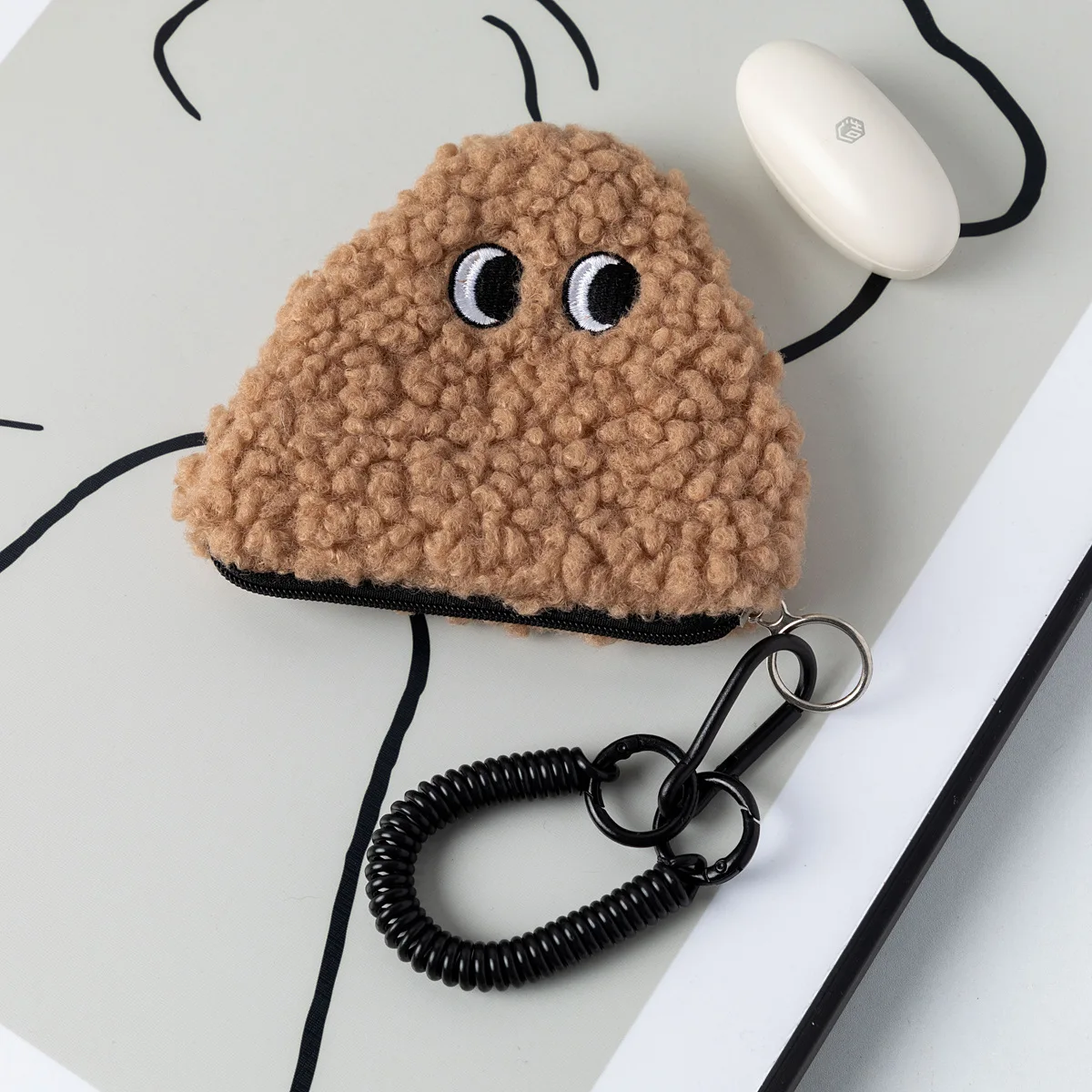 1pc Cute Cartoon Rice Ball Doll Coin Purse With Zip Small Pendant Plush Pouch Portable Hangable Bag Mini Personality Storage Bag